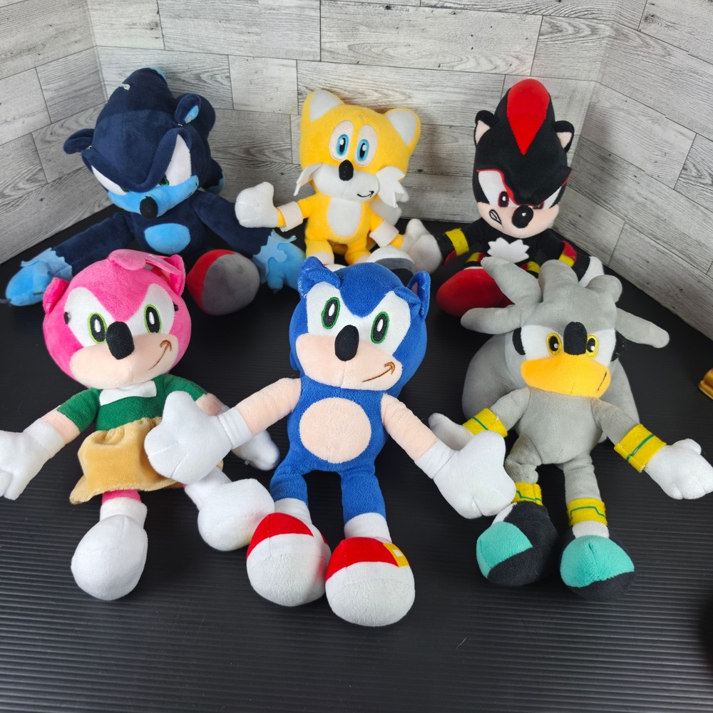 Sonic the Hedgehog Plush Toy Set 6pc Sonic Tails Shadow Amy Silver Werehog Rare